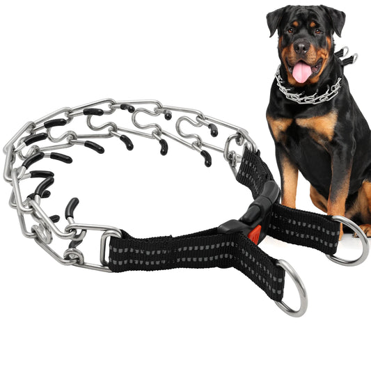 Reflective Dog Pinch Collar for a Small, Medium, Large Dog Stainless Steel No Pull Dog Collar with a Quick Release Buckle
