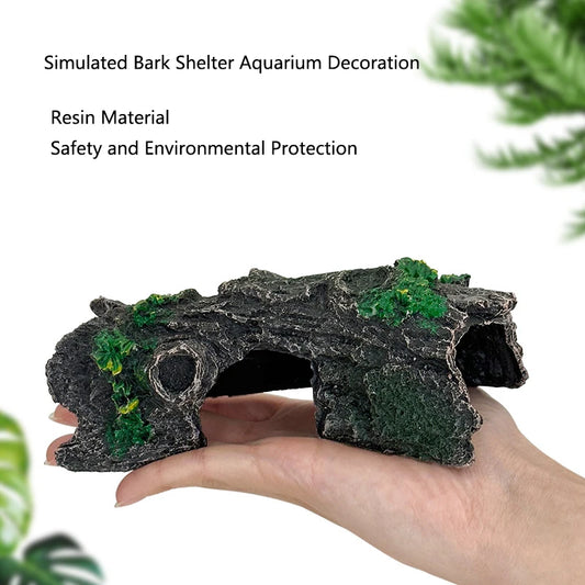 Resin Aquarium Bark tree hole Decoration Artificial View Rock Cave Stone Tree Fish Tank Ornament Pet Supplies Home Decor