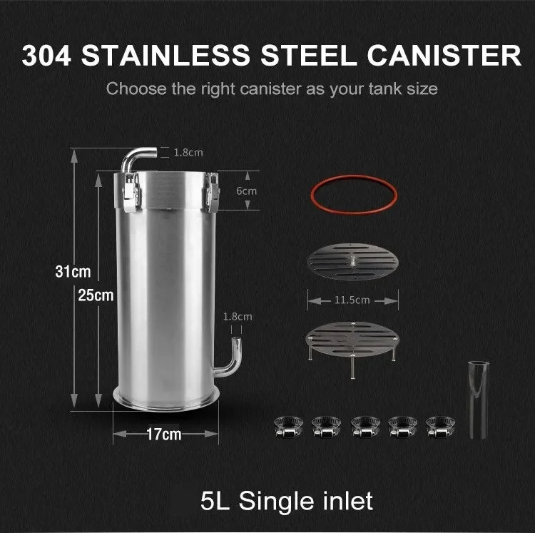 Premium Quality Aquarium Canister Stainless Steel Pro External Canister Filter ADA Style Fish Tank Filter Bucket filtro acuario