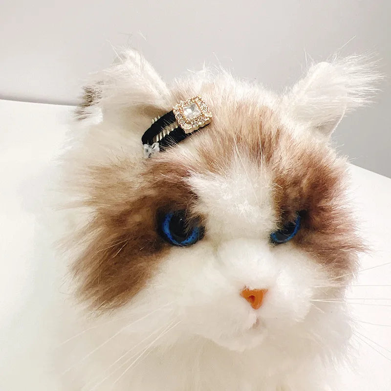 Lovely Pearl Pet Head Wear Black and White Ribbon York Dog Neck Collar Cat Hair Clip Dog BB Clips Teddy Bear Hair Accessories