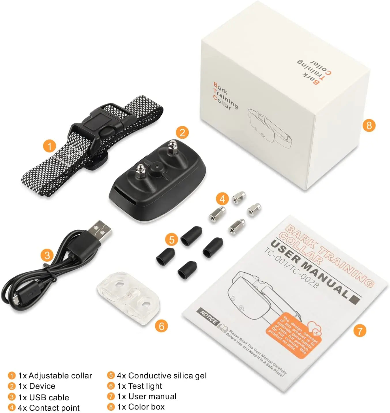 Automatic Anti Barking Dog Collar, Rechargeable Bark Stopper, Stop Barkin,IP67 Waterproof, Electric Training Collar for Dog