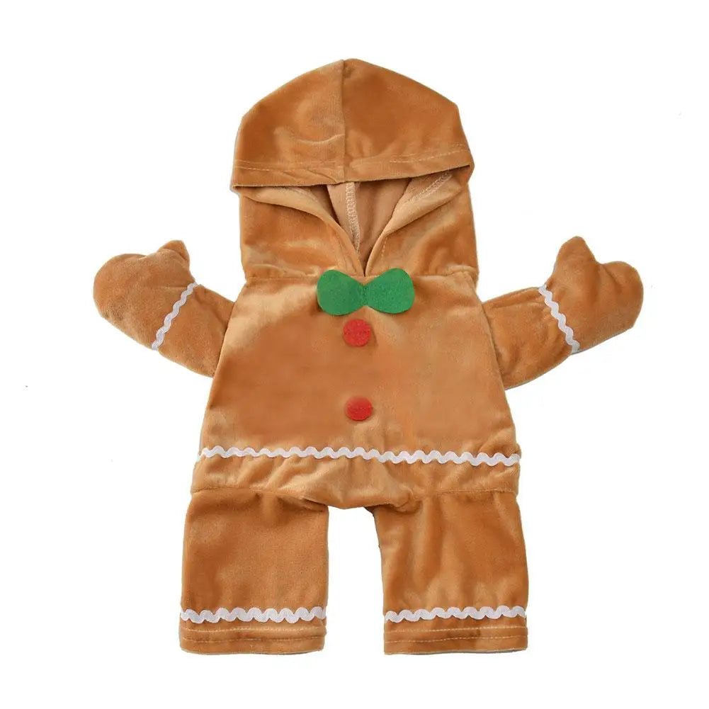 Cute Gingerbread Man Pet Costume Christmas Atmosphere Creative Puppy Hoodie Soft And Comfortable Cotton Kitten Clothes 30cm