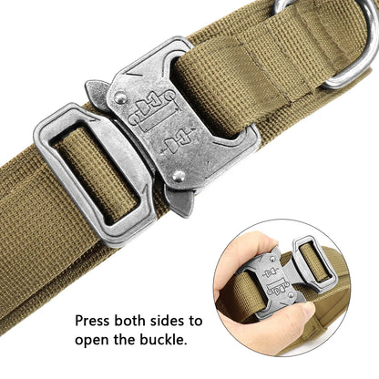 Durable Tactical Dog Collar Military Bungee Leash Set Nylon Walking Training Pet Collar for Medium Large Dogs German Shepard