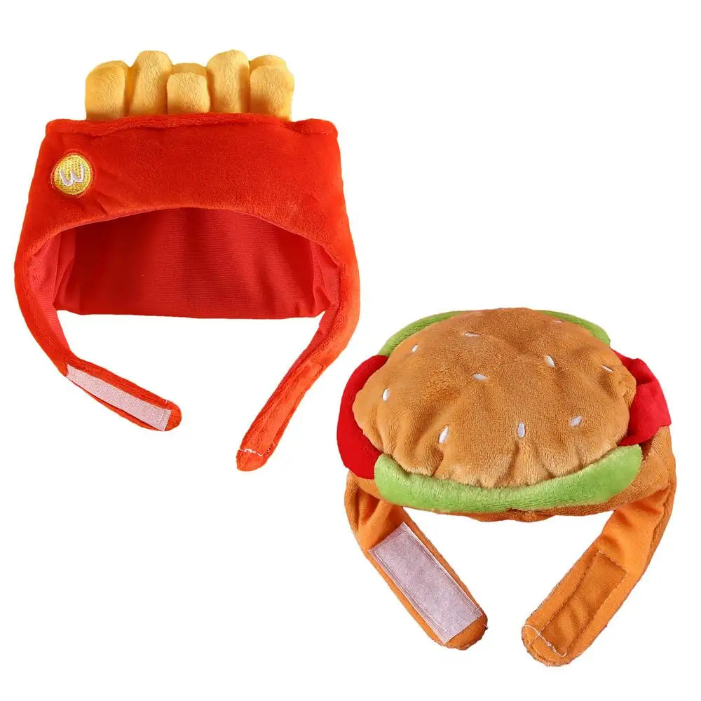 Cat Hats Halloween Dog Funny Cosplay Costume Hamburger Hats Burger-Shaped Puppy Costume Accessory Headwear for Cats Dogs Puppy