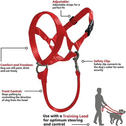 Nylon Dog Muzzle for Small Medium Large Dogs Adjustable Anti Barking Biting , Control Pet Leader Dog Head Collar Halter Leash