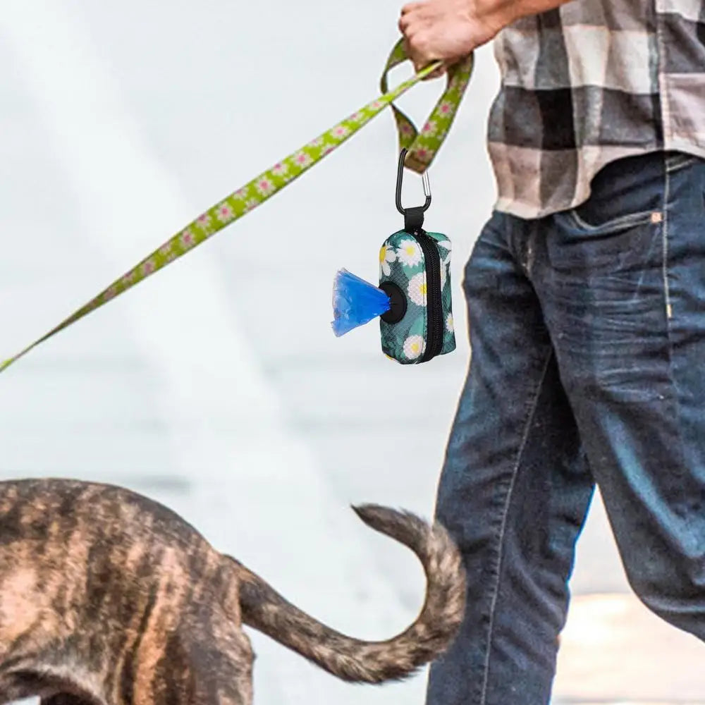 Poop Bag Holders Canvas Dog Poop Bag Holder With Graphic Print Portable Doggie Bag Holder Animal Waste Collection Pouch