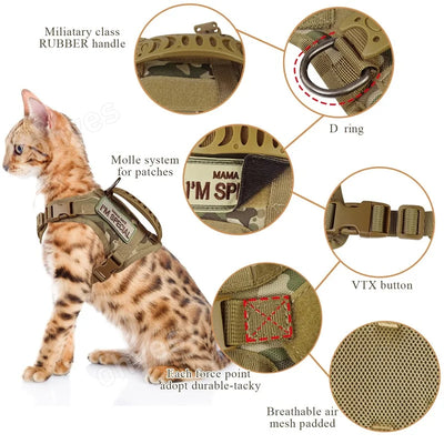 Nylon Tactical Cat Harness Chest Pectoral Collar Adjustable Suit for Puppy Animals Dog Pet Accessories Supplies Luxury