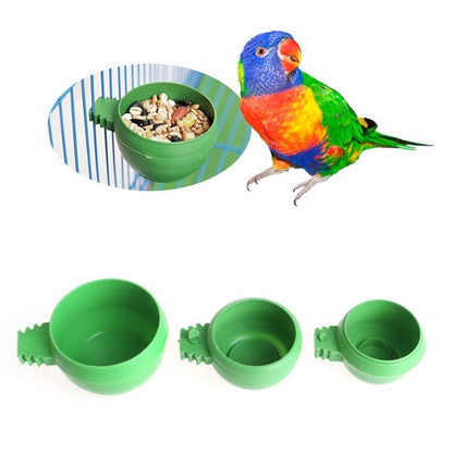 3Pcs/Set Green Plastic Parrot Mini Food Water Bowl Feeder Plastic Birds Pigeons Cage Sand Cup Feeding Tool Accessory