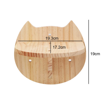 Solid Wood Wall Mounted Cat Tree Double Layered Jumping Platform Ladder Cat Hammock Furniture Cat Climbing Frame