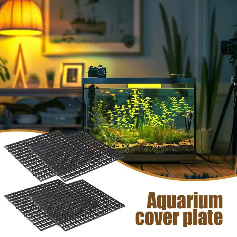 Fish Tank Lid 4pcs Multifunctional Aquarium Cover Lid Turtle Basking Area Aquarium Filter Plate Anti-Jumping Terrarium Lid