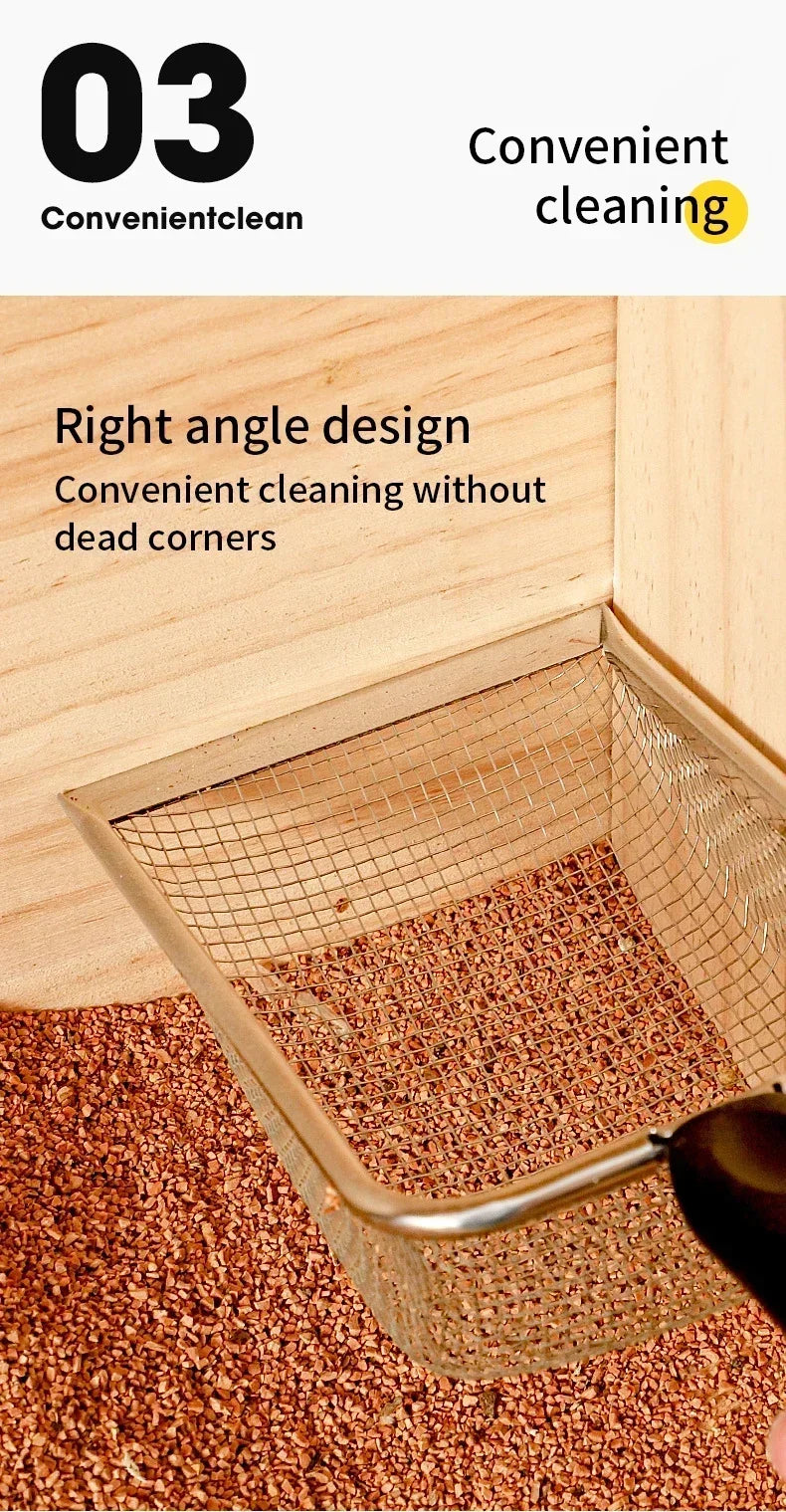 Cat Litter Shovel Stainless Steel Reptile Sand Substrate Shovel Clean Up Feces Fine Mesh Sifter for Bedding Cat Litter Scoop