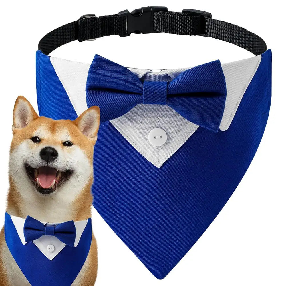 Dog Wedding Bandana Collar Dog Collar Bow Tie Breathable Dog Tuxedo Adjustable Neck Scarf for Weddings Parties Birthdays
