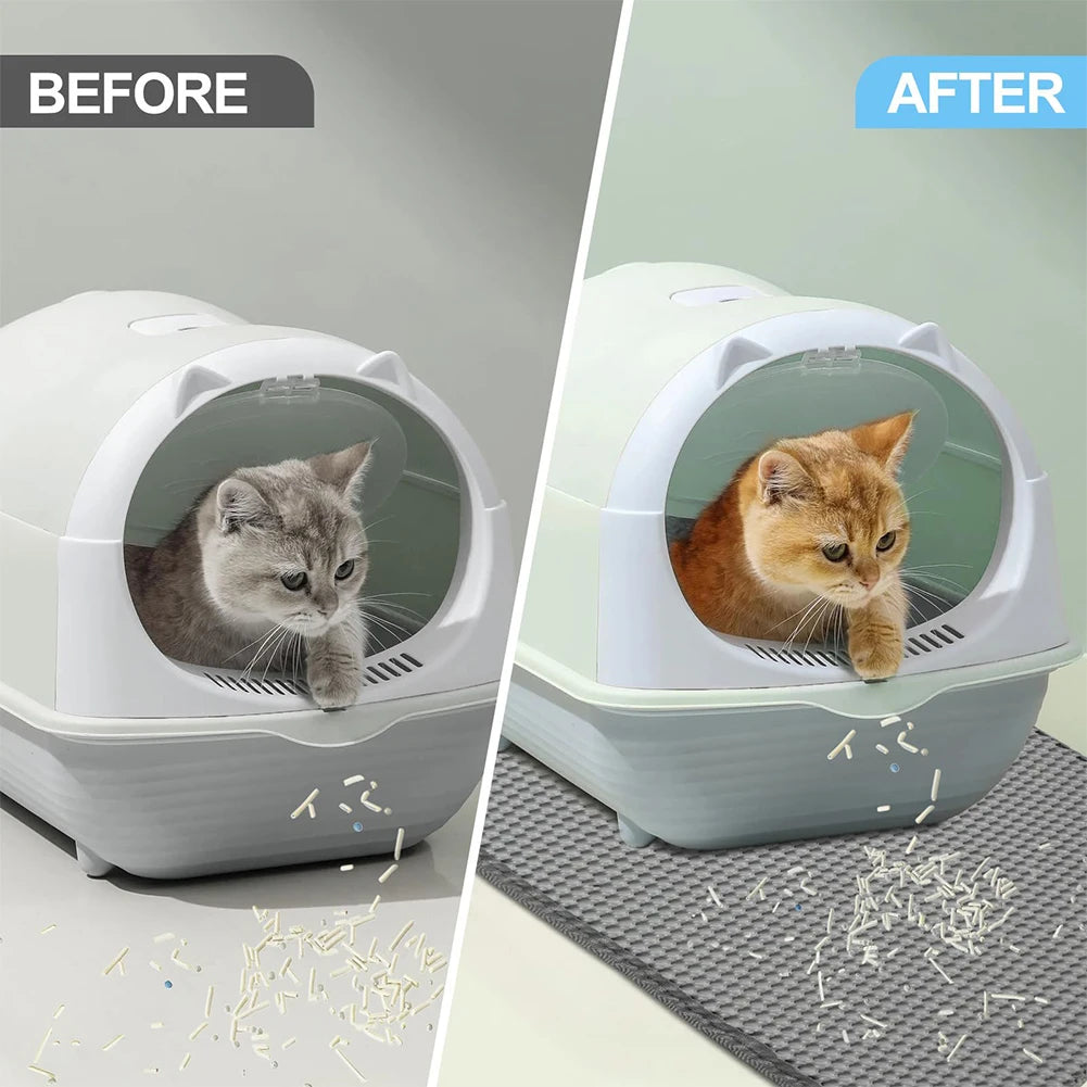 Cat Litter Mat 1 Pack Double Layer Waterproof Urine Proof Trapping Mats Non-Slip Easy to Clean Large Toilet Foot Pad