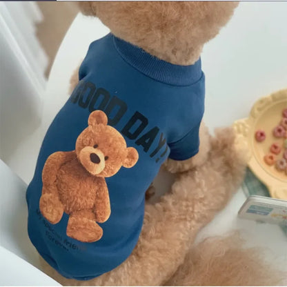 Winter Warm Cute Pet Casual Wear Clothes Bichon Hoodies Cartoon Bear Design For Puppy Dogs Poodle Teddy Girls Sweatshirt Jacket