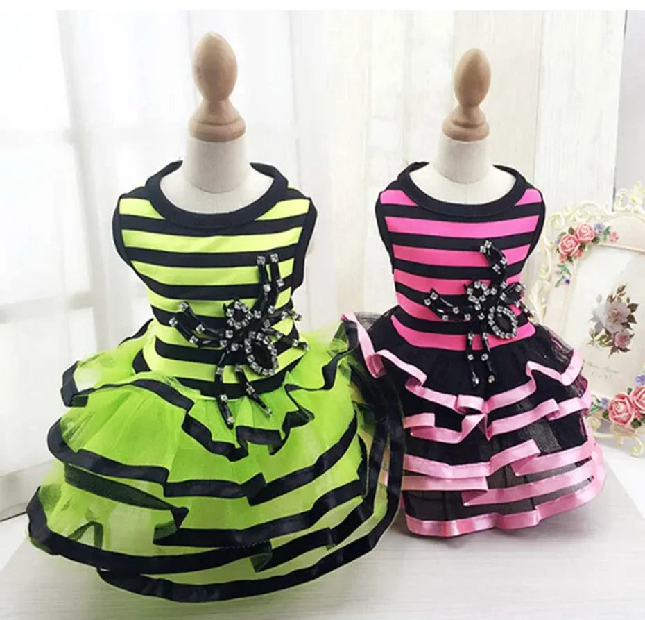 Dog Wedding Dress Cotton Lace Floral Dress For Small Dogs Chihuahua Summer Puppy Dress Pomeranian Princess Tutu Yorkshire Clothe