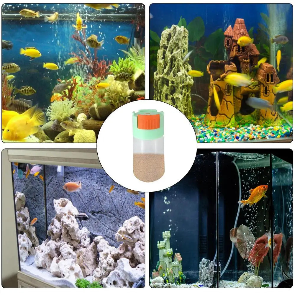 Aquarium Feeder Fish Food Feeding Bottle Quantitative Pond Feeder 0.5g Precise Measuring Refillable Feeding Bottle Manual Fish