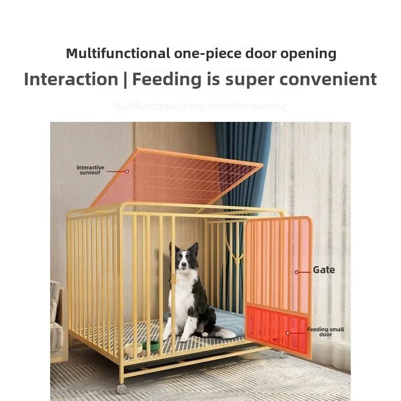 Dog cage Medium and large dog household Dog cage with toilet Square pipe Bold reinforcement Villa indoor Golden Retriever Labrad