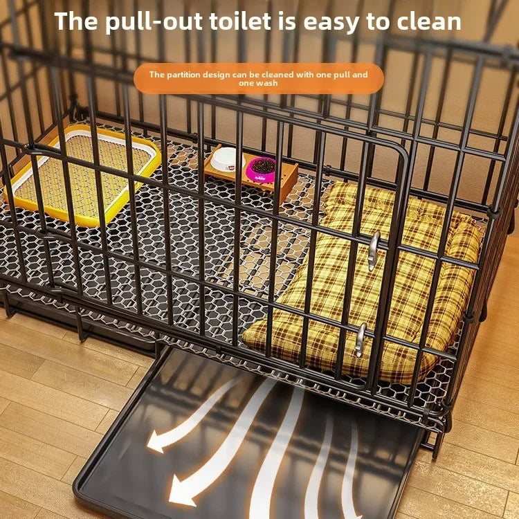 Dog Cage Small Dog Indoor Folding with Toilet Teddy Bigbear Medium Dog Corgi Border Pet Kennel