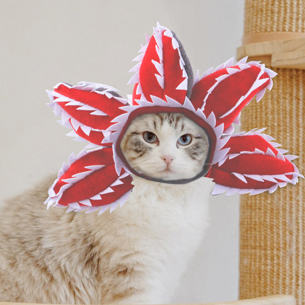 New Creative  Funny Pet Headgear Cosplay Cannibal Flower Hat Pet Dog Cat Halloween Costume Dog Costumes for Small Dogs
