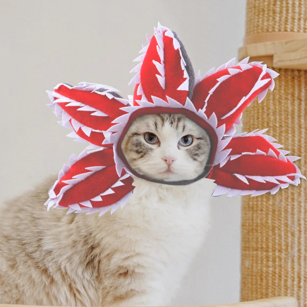 New Creative  Funny Pet Headgear Cosplay Cannibal Flower Hat Pet Dog Cat Halloween Costume Dog Costumes for Small Dogs