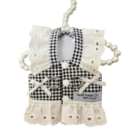 Plaid Dog Harness for Small Dogs, Lightweight Cotton Lace Puppy Harness Vest Dog Accessories Yorkie Chiwawa Beagle Pet Supplies
