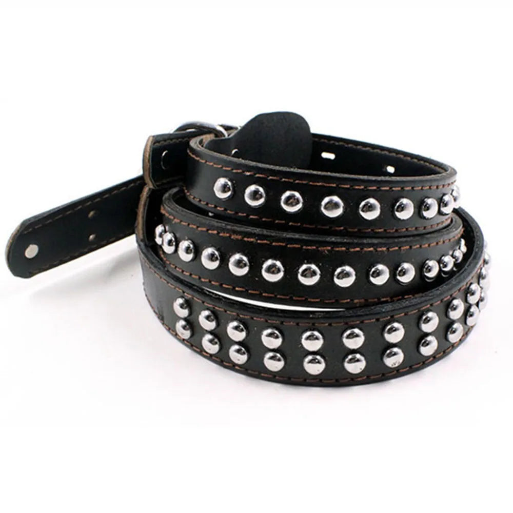Unisex Studded Dog Collar Adjustable PU Leather Collars for Medium and Large Dogs Pet Necklace for Doberman Big Dogs Products