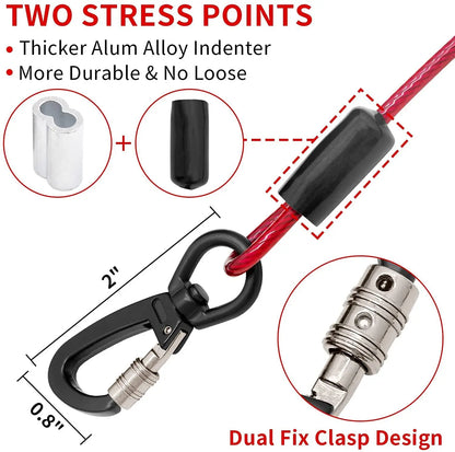Steel Wire Dog Tie Out Cable, Dog Runner for Yard, Durable Superior Clips, Pink Dog Chains, 10-50ft