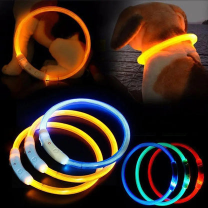 50cm LED Luminous Dog Collar Waterproof And Dustproof Visual Night Dog Walking To Prevent Lost Creative Color Dog Sub-sign Light