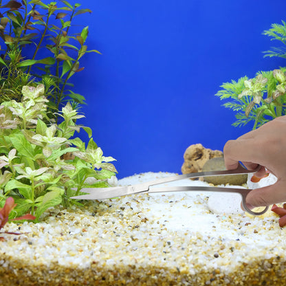 UXCELL 25cm Stainless Steel Aquarium Scissors Polished Grip Aquascapes Essential Silver Tone Aquarium Cleaning Tools