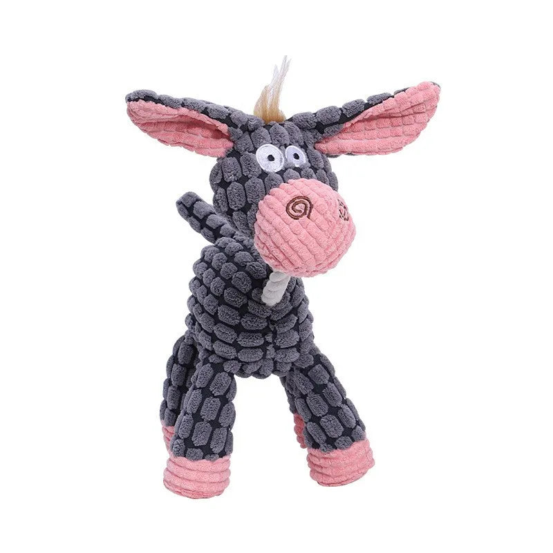 Plush Dog Toy Animals Shape Bite Resistant Squeaky Toys Corduroy Dog Toys for Small Large Dogs Puppy Pets Training Accessories