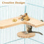 4 Pieces Hamster Wood Platform Set Wood Round Station Board L-shaped Round Hole Standing Platform Hamster Cage Accessories