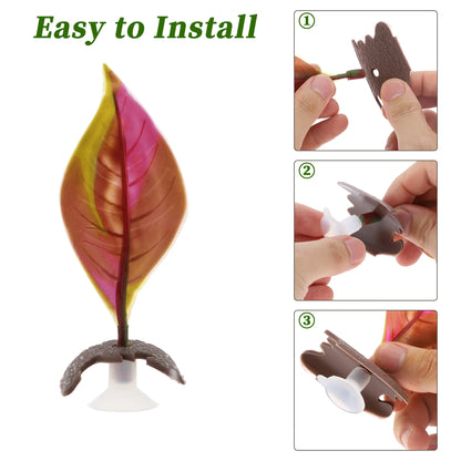 UXCELL Artificial Betta Fish Bed Simulation Betta Leaf Bed Betta Hammock Pad with Suction Cup Aquarium Decor Fish Supplies