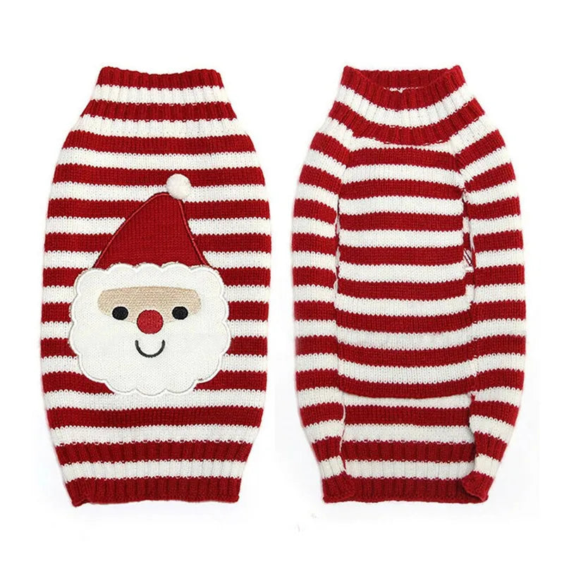 Christmas Dog Clothes Winter Dog Sweater Knitted Warm Coat Pet Clothing for Small Medium Dogs Costume Striped Print Dog Pullover