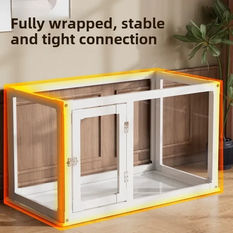 Household Small and Medium Dogs Teddy Pet Dog Fence Visual Cat Cage Dog Fence Indoor Panoramic Transparent Dog Cage
