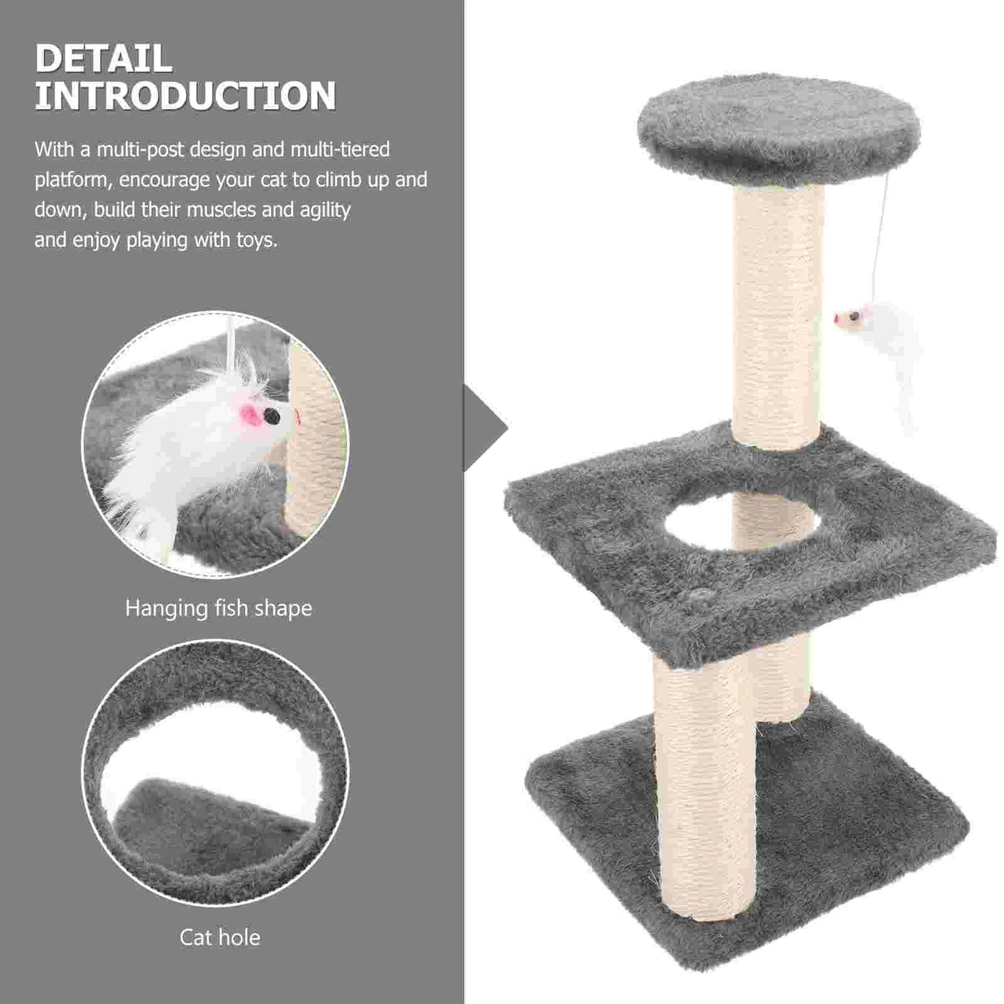 Cat Tree Climbing Frame Decorative Scratcher Kitten Accessory Adorable One-piece Floor Scratching Post Trees & Towers