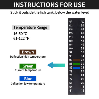 UXCELL Aquarium Thermometer Strips Fish Tank Thermometer Sticker 16-50 °C 18-34 °C Fish Tank Adhesive Sticky Temperature Tools