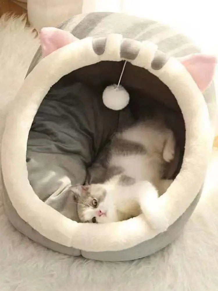 Deep Sleep Cat Bed Warm Pet Basket Cozy Kitten House Lounger Cushion Cat Nest Tent Soft Small Dog Winter Mat Bag Cave Cats Bed