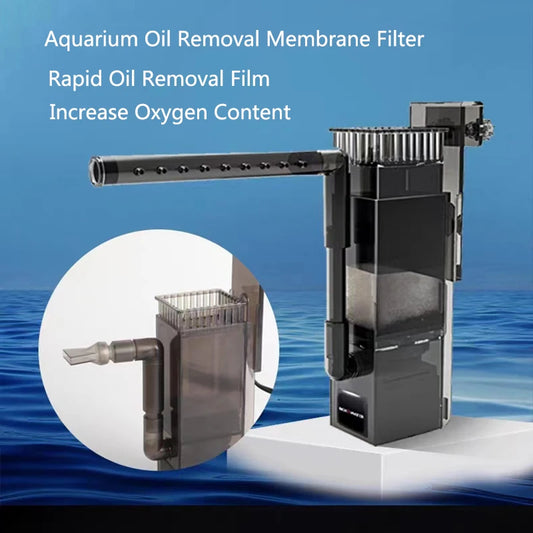 6W Aquarium Surface Oil Skimmer Filter Mute Auto Oil Film Processor Remove Tool for Aquarium Fish Tank Water Filtration 110~220V