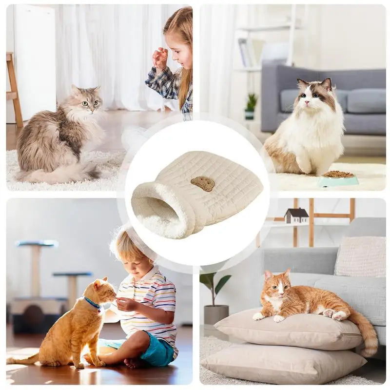 Pet Mat Warming Pad Sack Washable Cozy Cats Beds Easy Access Cat Sleeping Bag With Cute Bear Pattern For Cats And Small Dog