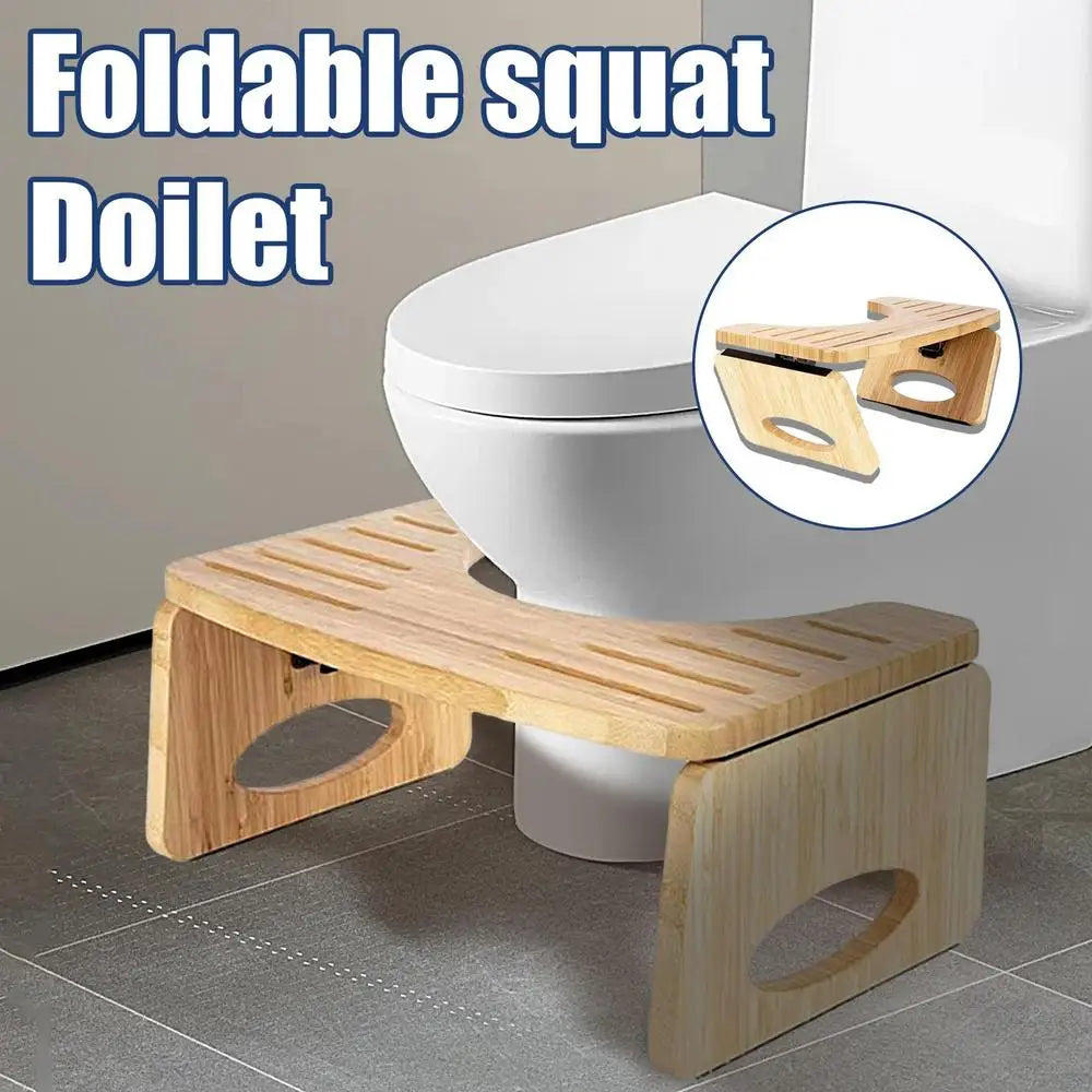 Collapsible Toilet Squat Stool Bamboo Footstool Portable Step For Bathroom Tools Supplies