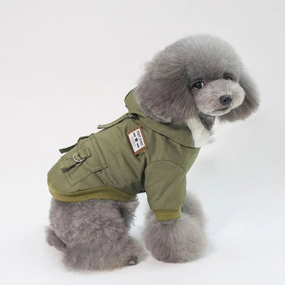 Winter Dog Clothes Warm Puppy Jacket Coat for Small Dogs Cats Chihuahua Yorkie Windproof Hoodies Pet Clothing Military Costume