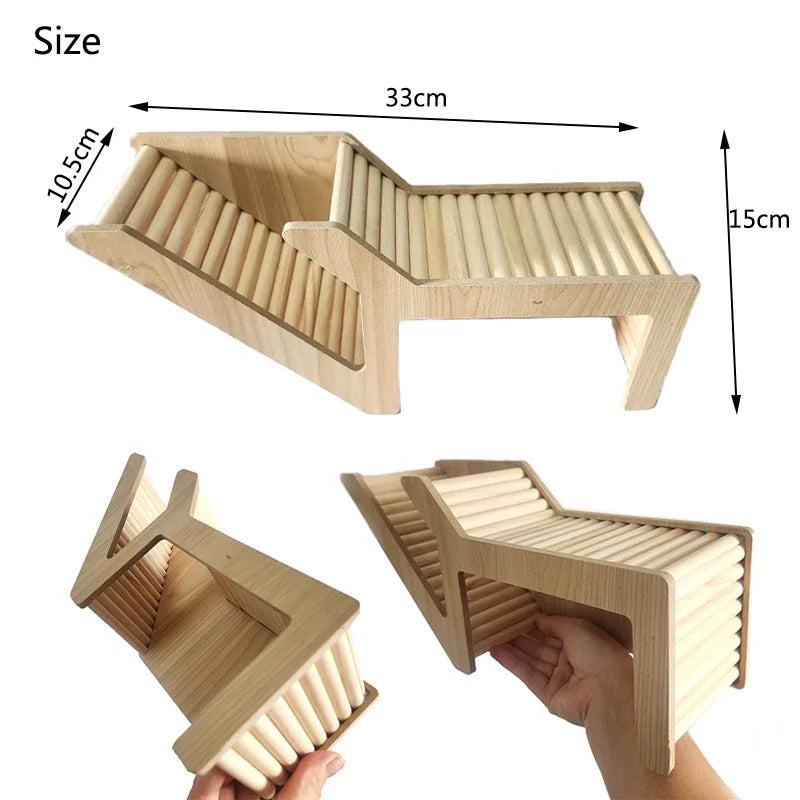 Wood Hamster Hideaway Toy Wooden Hamster House with Climbing Ladder Small Animals Castle Home for Dwarf Mice Gerbils Small Pets