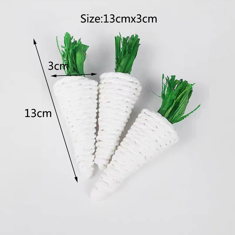 Natural Straw Rope Carrot Hamster Molar Chew toy Small Pets Toys For Hamster Rabbit Grinding Groducts Gnaw Toy Supplies