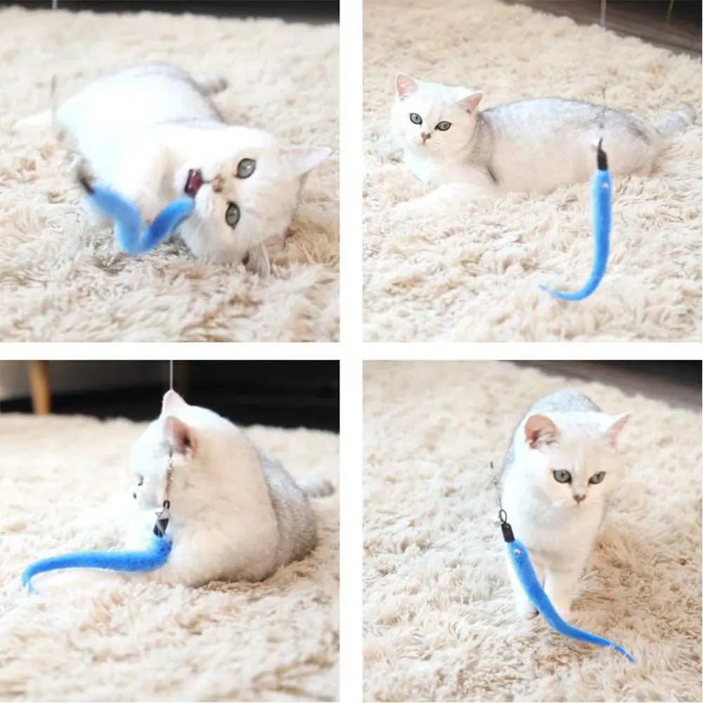 Cat Feather Toy Accessories False Mouse Worm Toy with Bell Kitten Cat Toys Interactive Replacement Refill Foam Ball Training