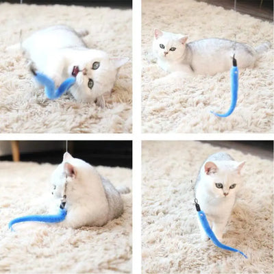 Cat Feather Toy Accessories False Mouse Worm Toy with Bell Kitten Cat Toys Interactive Replacement Refill Foam Ball Training