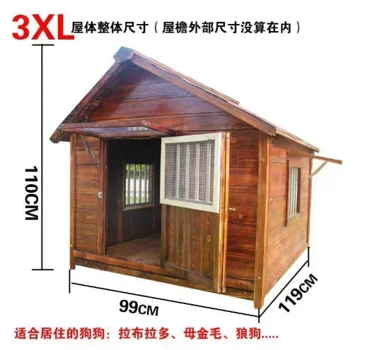 Dog House Outdoor Waterproof  Solid Wood Dog Villa with Yard Outdoor Rainproof Type Four Seasons Universal Pet Kennel