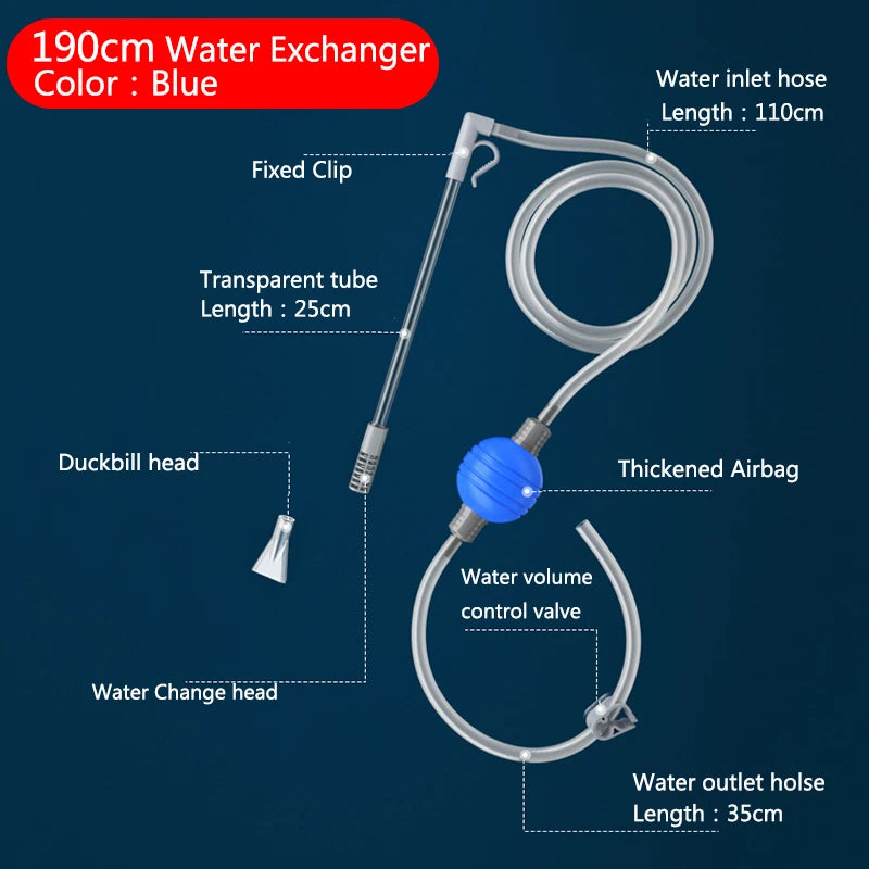 Aquarium Fish Tank Water Changer Air Pump Cleaning Tools Aquarium Gravel Cleaner Vacuum Siphon Pump with Filter Nozzle New
