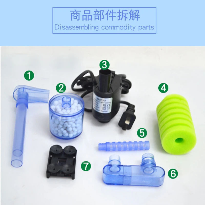 Aquarium Filter With Pump For Fish Tank Air Pump Skimmer Biochemical Sponge Filter Aquarium Bio Ball Filters Filtro Aquario