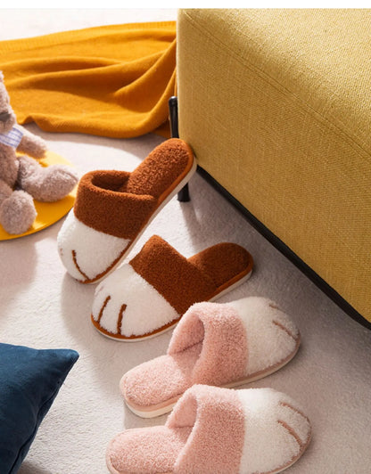 Winter Plush Slippers For Women Warm Cute Cat Paw Designer House Fur Slippers Indoor Bedroom Lovers Indoor Fluffy Shoes