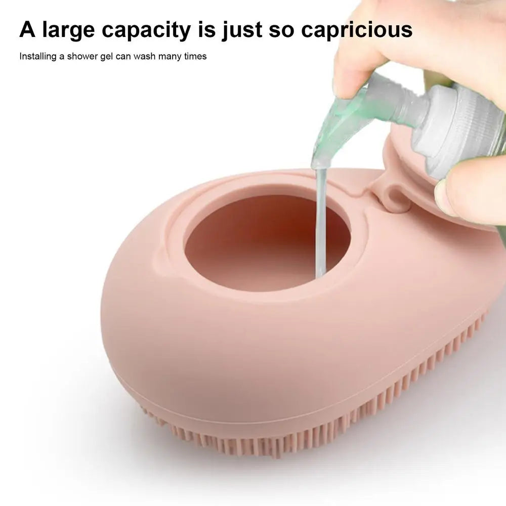 Dog Bath Scrubber Silicone Pet Shower Brush With Shampoo Dispenser Small Large Pet Hair Brush For Long Short Haired Cats Dogs